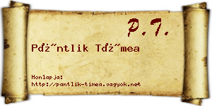 Pántlik Tímea névjegykártya